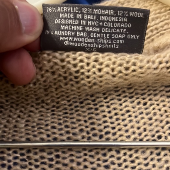 Wooden Ships Paola Buendia Cardigan Tan/Cream Size XS - Picture 6 of 6